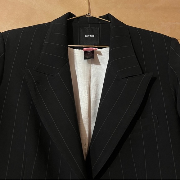 Smythe | 90's Blazer Oversized Black Pinstripe Jacket Single Button Size M - Picture 4 of 10